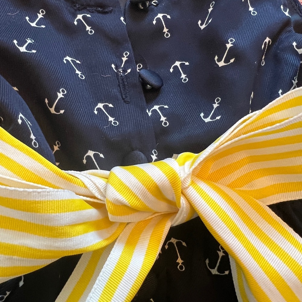 Ralph Lauren- blue label-Navy Dress with Yellow Bow2T - Picture 3 of 7